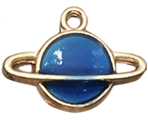 blue and gold Saturn charm